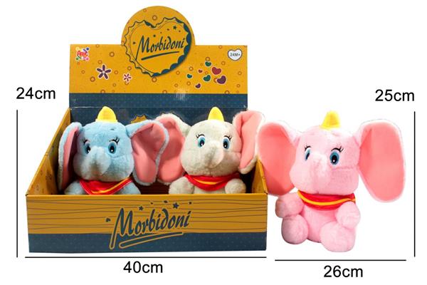 PELUCHE ELEFANTE 3 COLORI CM 24L